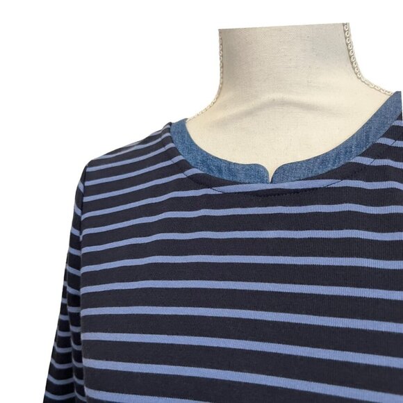 J. Jill Blue Striped French Minimalist Preppy Coastal Casual Shift Dress XS - Picture 4 of 11